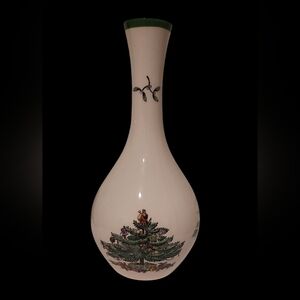 Vintage Porcelain Spode Christmas Tree Bud Vase Made in England Porcelain 8"